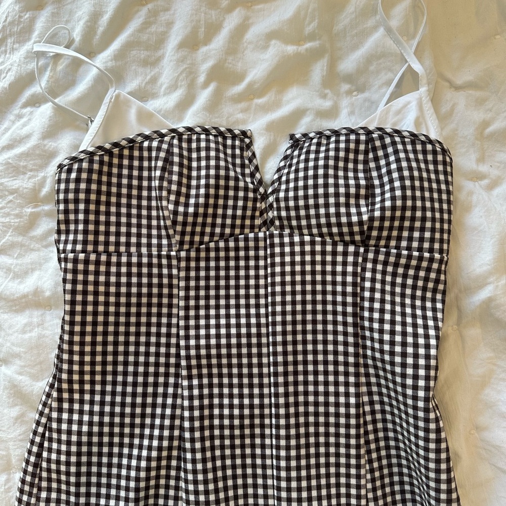 Black and White Gingham Spaghetti Strap Top